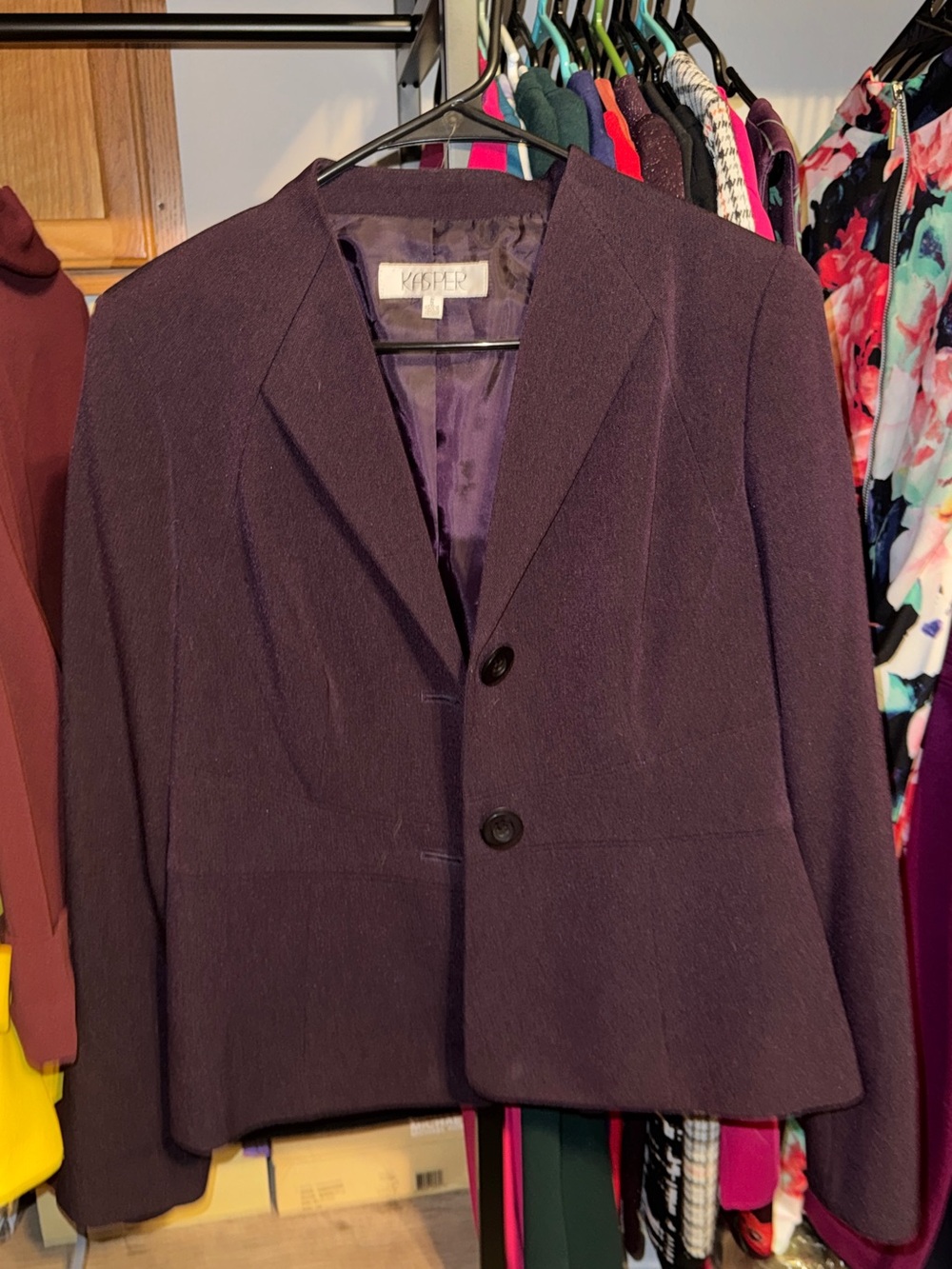 Kasper Women's Dark Purple Two-Button Tailored Blazer
